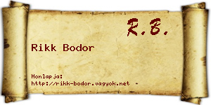 Rikk Bodor névjegykártya
